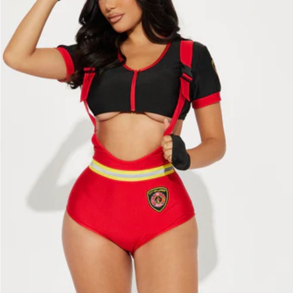 Fashion Nova Red and Black Firefighter Costume